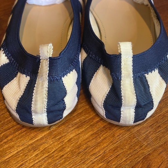 JCrew "crew cuts" navy blue/cream stripe ballet flats 65875 Size 3 - Picture 8 of 13